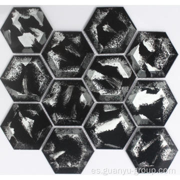Mosaico cristalino del hexágono negro